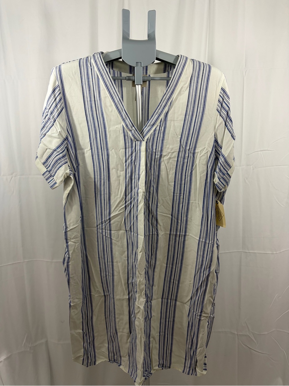 NWT St. John’s Bay Women’s Size XL Blue Stripe V-Neck Casual Dress